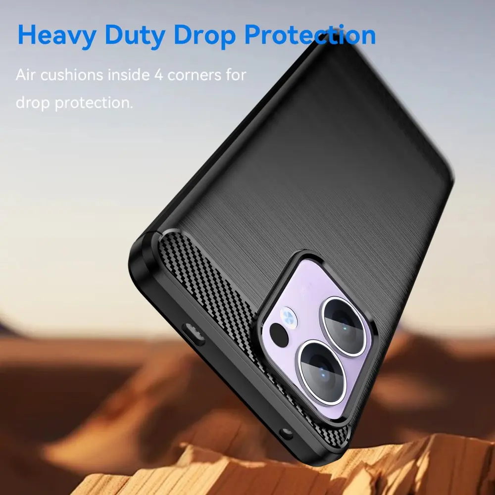 Oppo Reno 13 F Hoesje Geborsteld TPU Flexibele Back Cover Zwart afbeelding 4