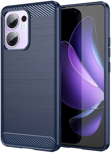 Oppo Reno 13 F Hoesje Geborsteld TPU Flexibele Back Cover Blauw afbeelding 1