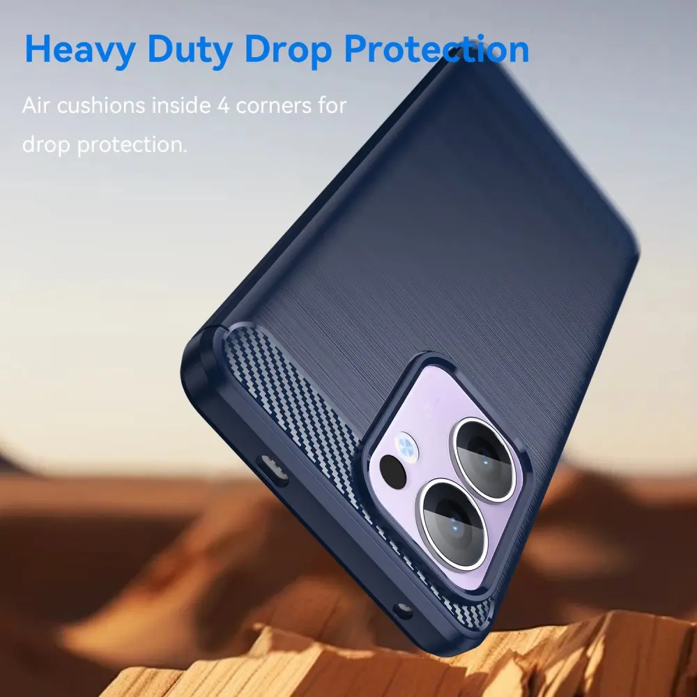 Oppo Reno 13 F Hoesje Geborsteld TPU Flexibele Back Cover Blauw afbeelding 4