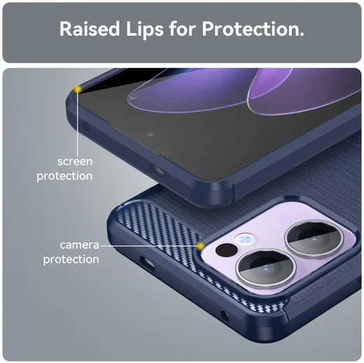 Oppo Reno 13 F Hoesje Geborsteld TPU Flexibele Back Cover Blauw afbeelding 7