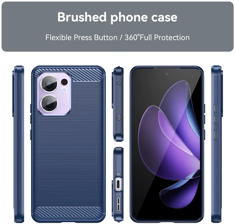 Oppo Reno 13 F Hoesje Geborsteld TPU Flexibele Back Cover Blauw afbeelding 8