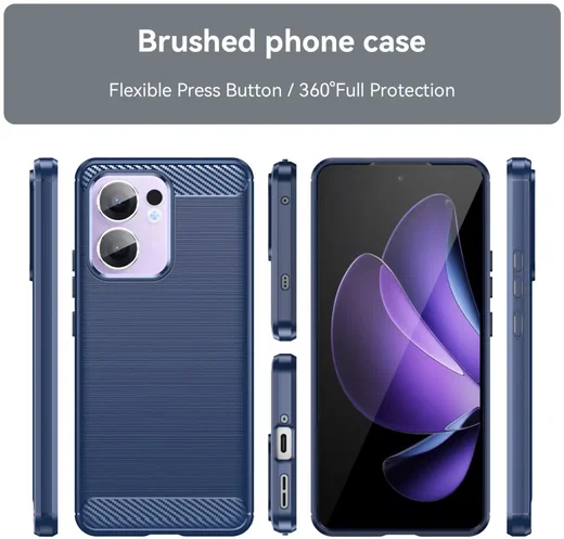 Oppo Reno 13 F Hoesje Geborsteld TPU Flexibele Back Cover Blauw afbeelding 8