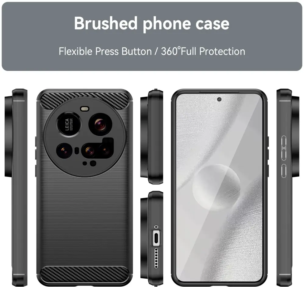 Xiaomi 15 Ultra Hoesje Geborsteld TPU Flexibele Back Cover Zwart afbeelding 8