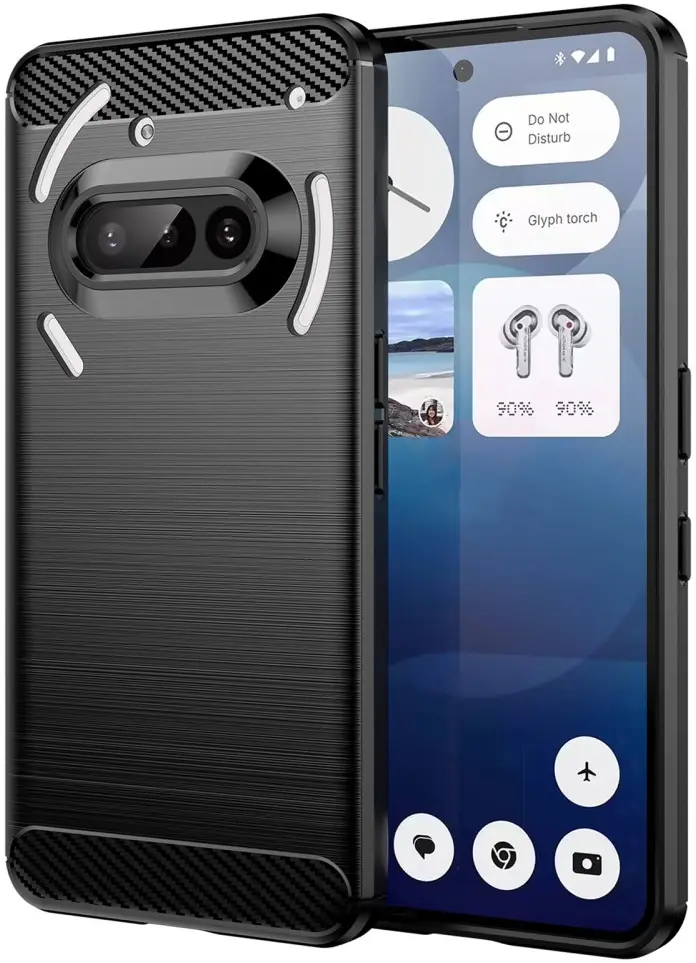 Nothing Phone (3a) Hoesje Geborsteld TPU Flexibele Back Cover Zwart afbeelding 1