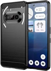 Nothing Phone (3a) Hoesje Geborsteld TPU Flexibele Back Cover Zwart afbeelding