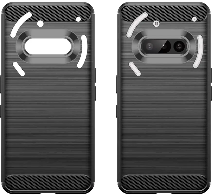 Nothing Phone (3a) Hoesje Geborsteld TPU Flexibele Back Cover Zwart afbeelding 2