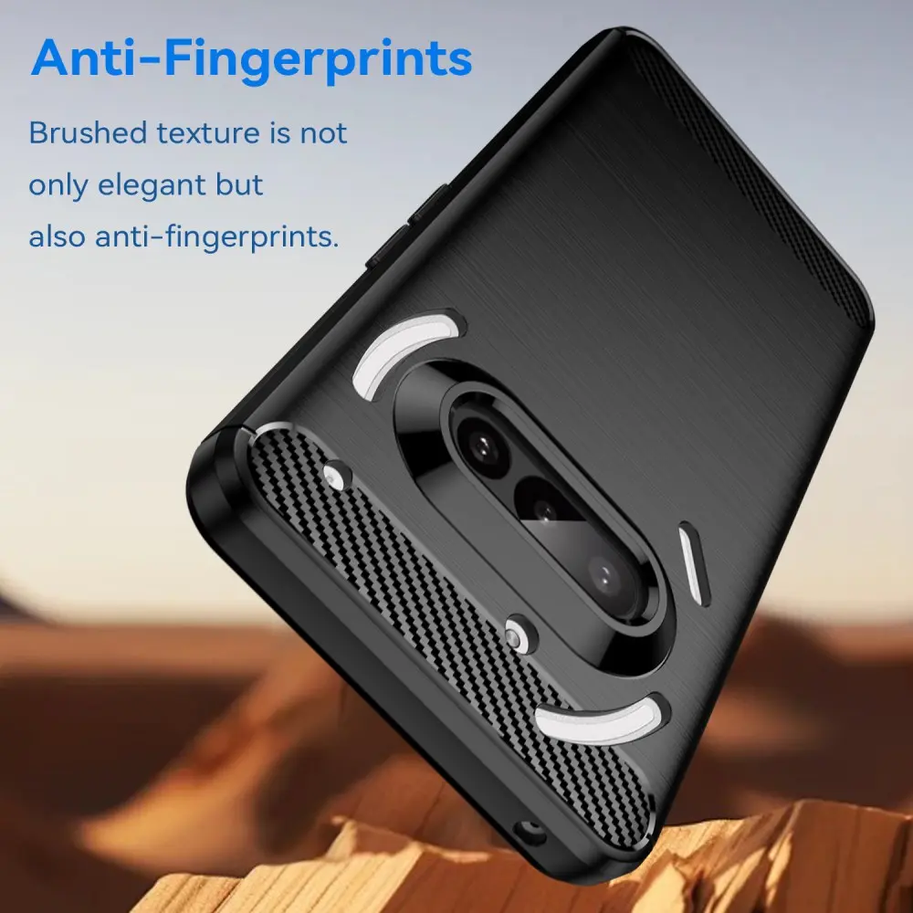 Nothing Phone (3a) Hoesje Geborsteld TPU Flexibele Back Cover Zwart afbeelding 4