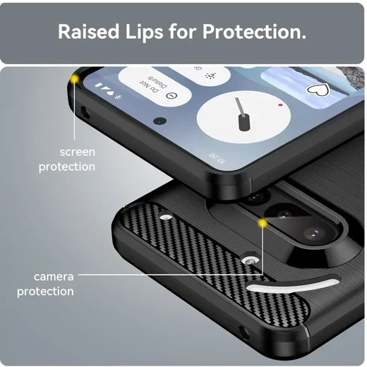 Nothing Phone (3a) Hoesje Geborsteld TPU Flexibele Back Cover Zwart afbeelding 7