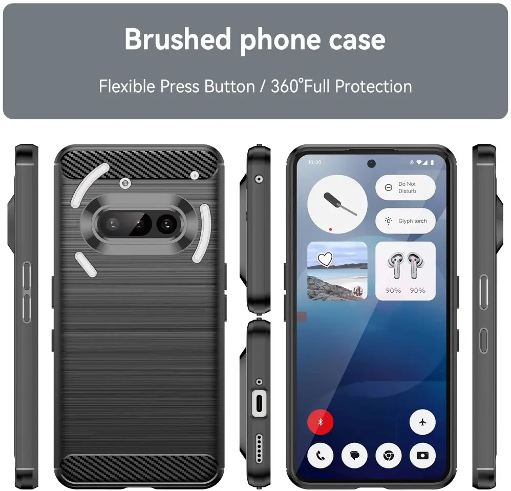 Nothing Phone (3a) Hoesje Geborsteld TPU Flexibele Back Cover Zwart afbeelding 8
