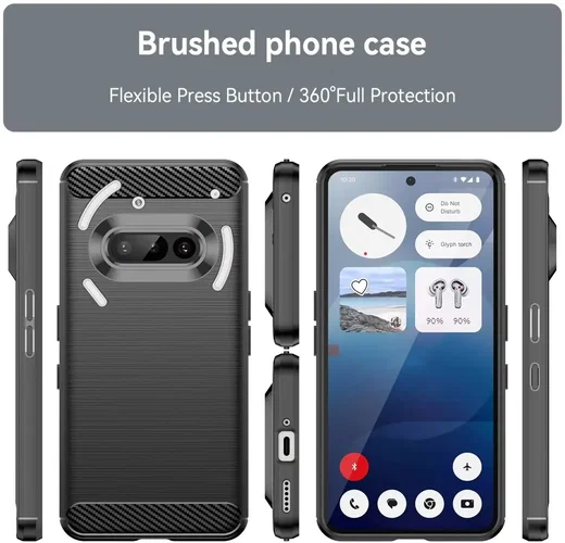 Nothing Phone (3a) Hoesje Geborsteld TPU Flexibele Back Cover Zwart afbeelding 8