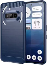 Nothing Phone (3a) Hoesje Geborsteld TPU Flexibele Back Cover Blauw afbeelding