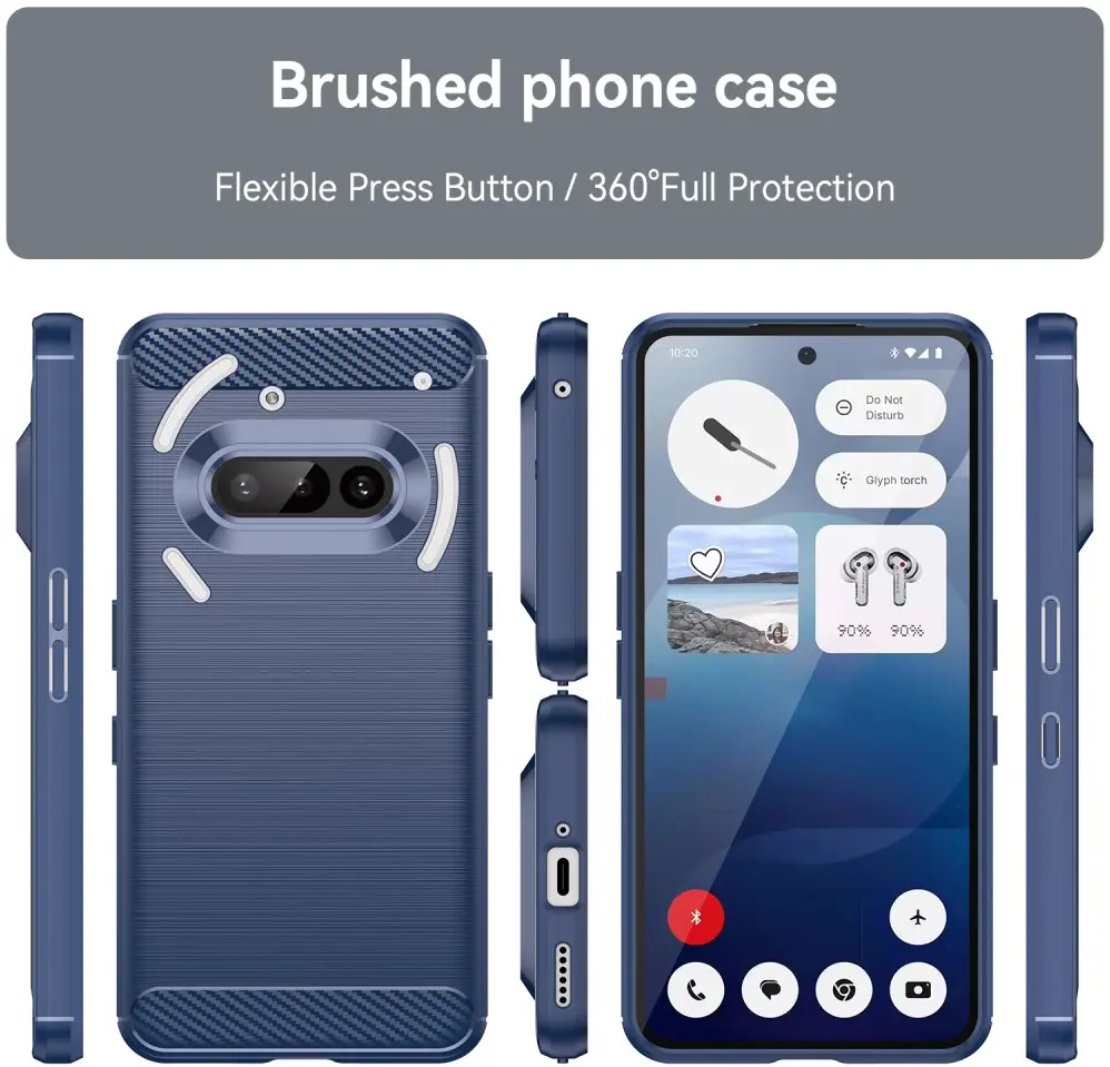 Nothing Phone (3a) Hoesje Geborsteld TPU Flexibele Back Cover Blauw afbeelding 8