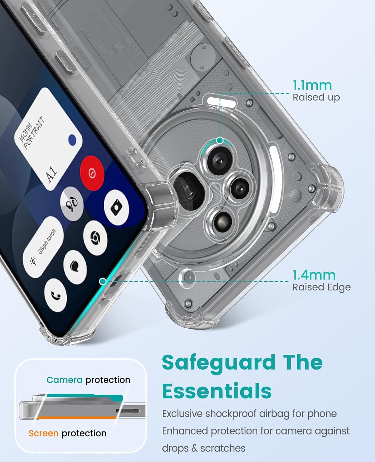 Nothing Phone (3a) Pro Hoesje Schokbestendig en Dun TPU Back Cover Transparant afbeelding 4