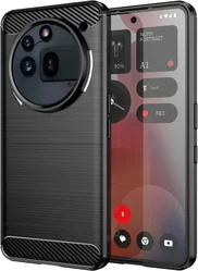 Nothing Phone (3a) Pro Hoesje Geborsteld TPU Flexibele Back Cover Zwart afbeelding