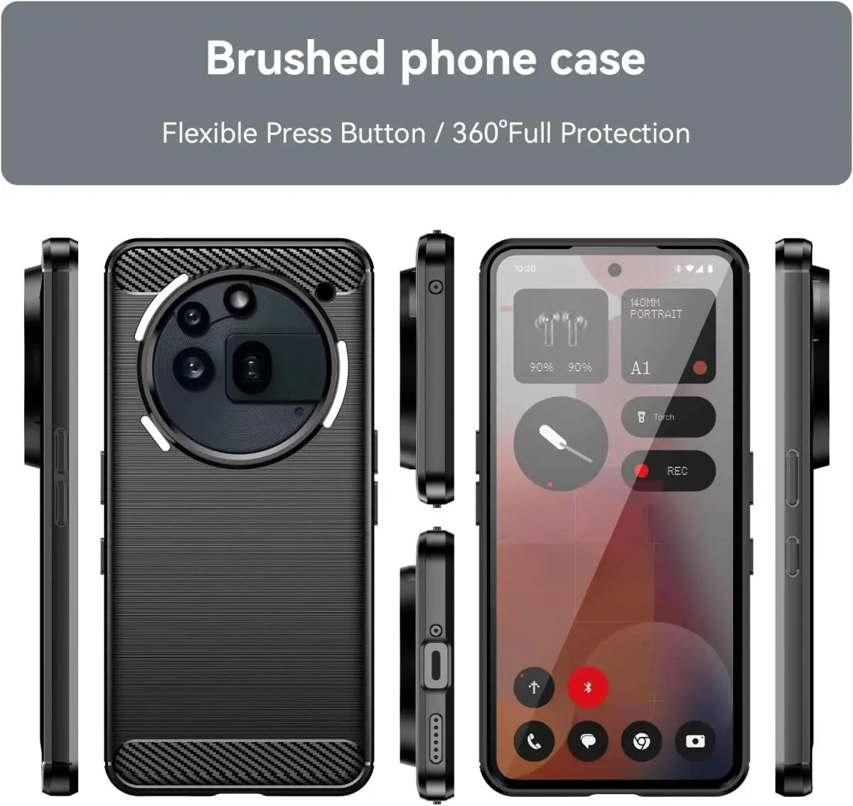 Nothing Phone (3a) Pro Hoesje Geborsteld TPU Flexibele Back Cover Zwart afbeelding 6