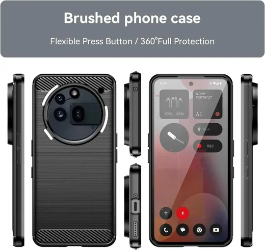 Nothing Phone (3a) Pro Hoesje Geborsteld TPU Flexibele Back Cover Zwart afbeelding 6