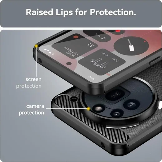 Nothing Phone (3a) Pro Hoesje Geborsteld TPU Flexibele Back Cover Zwart afbeelding 7