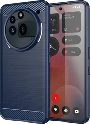 Nothing Phone (3a) Pro Hoesje Geborsteld TPU Flexibele Back Cover Blauw afbeelding