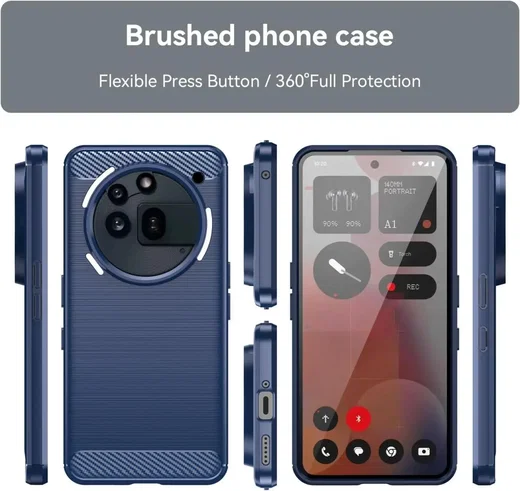 Nothing Phone (3a) Pro Hoesje Geborsteld TPU Flexibele Back Cover Blauw afbeelding 4