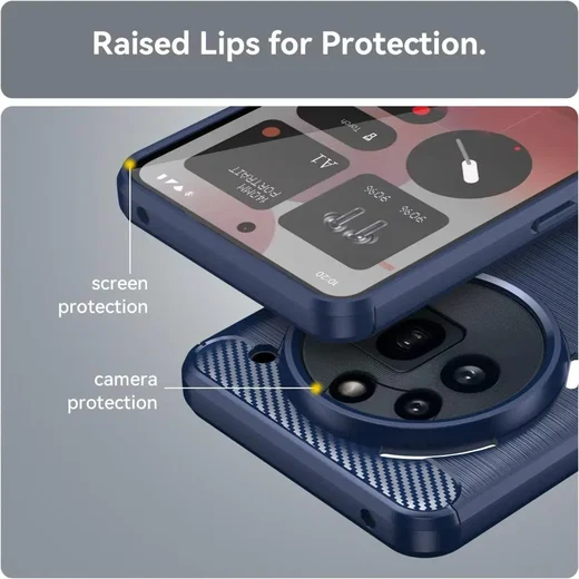 Nothing Phone (3a) Pro Hoesje Geborsteld TPU Flexibele Back Cover Blauw afbeelding 6