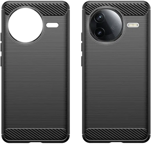 Xiaomi Poco F7 Pro Hoesje Geborsteld TPU Flexibele Back Cover Zwart afbeelding 2