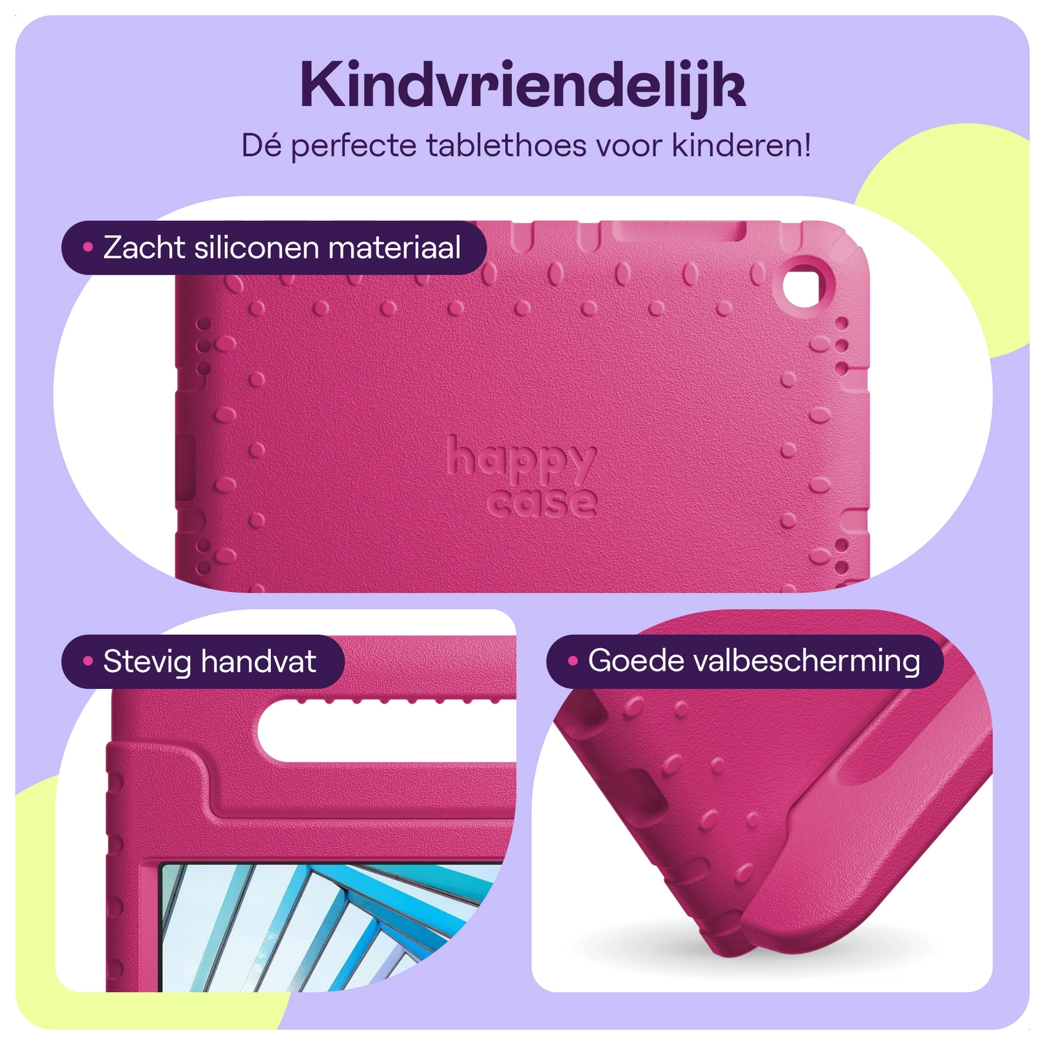 HappyCase Lenovo Tab M10 Gen 4 (2025) Kinder Tablethoes met Handvat Roze afbeelding 3