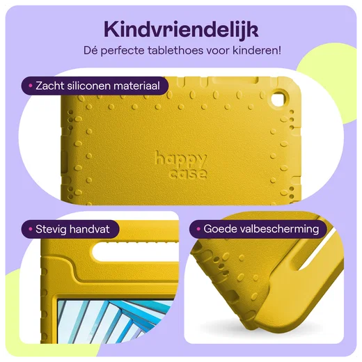 HappyCase Lenovo Tab M10 Gen 4 (2025) Kinder Tablethoes met Handvat Geel afbeelding 2