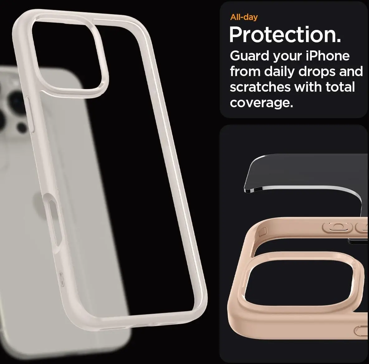Spigen Ultra Hybrid Apple iPhone 16 Pro Hoesje Back Cover Titanium afbeelding 3