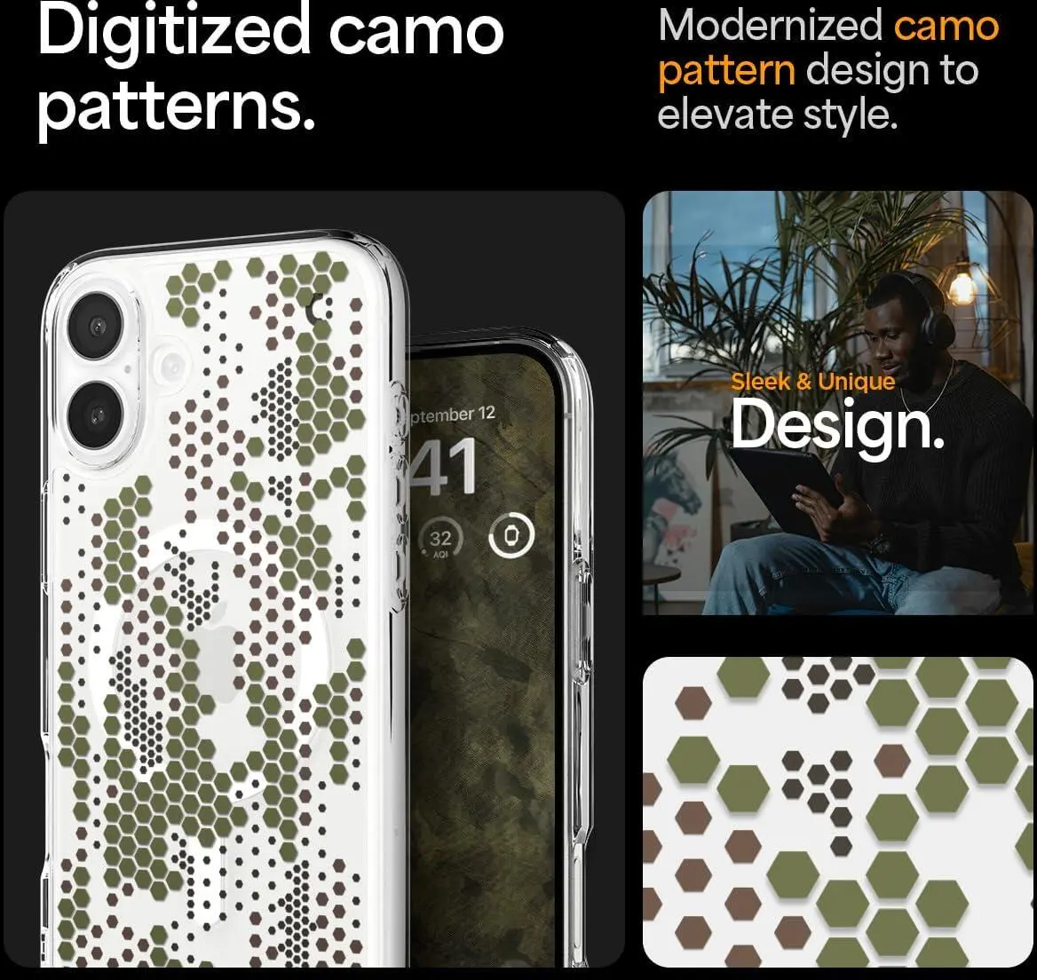Spigen Ultra Hybrid MagFit Apple iPhone 16 Plus Hoesje MagSafe Digital Camo afbeelding 2
