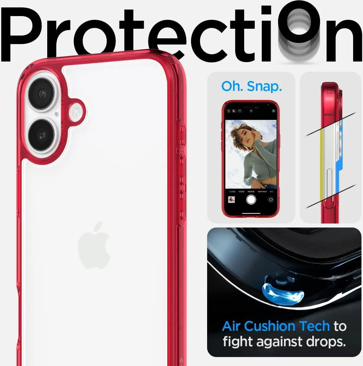 Spigen Ultra Hybrid Apple iPhone 16 Hoesje Back Cover Transparant Rood afbeelding 2