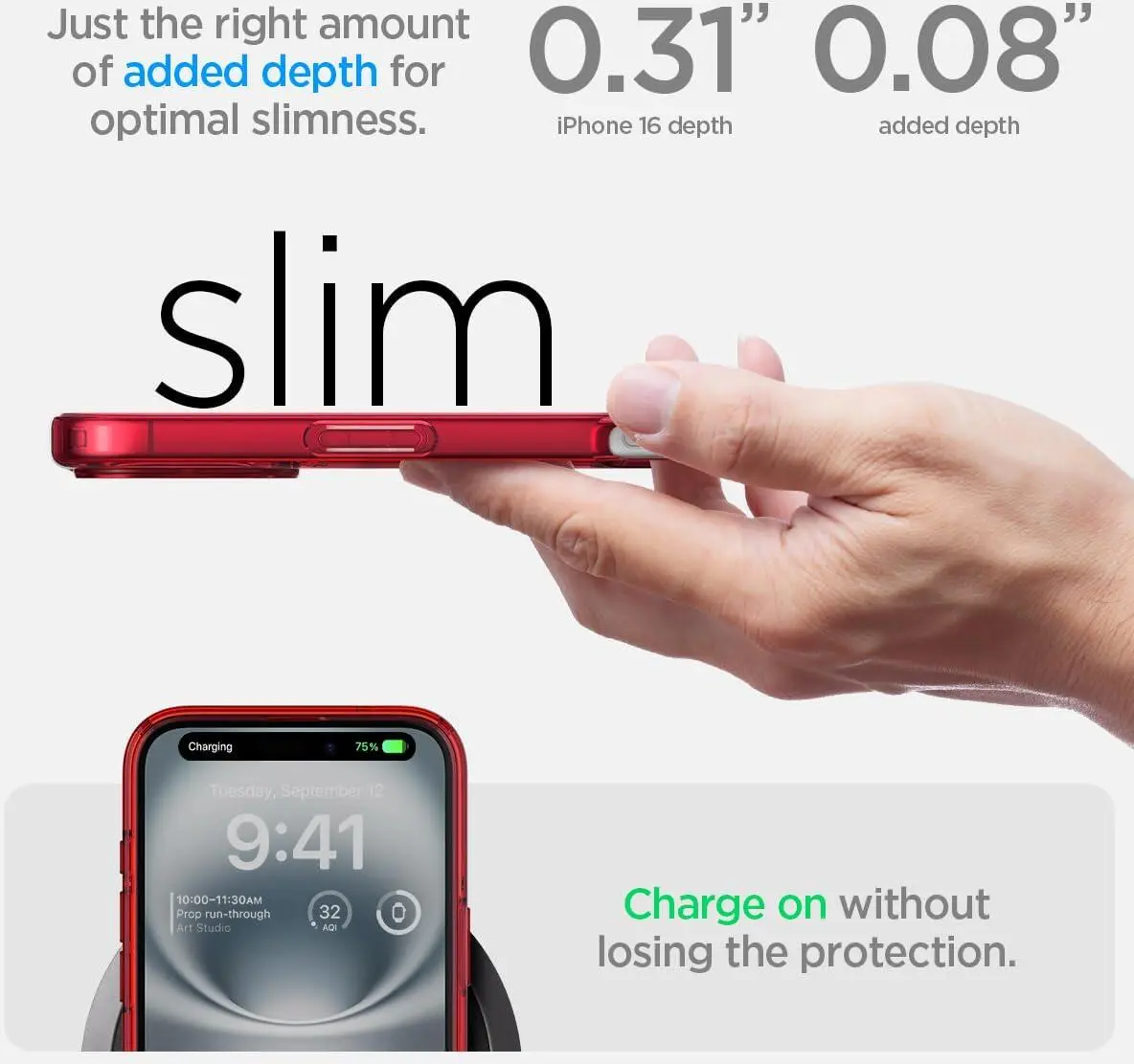 Spigen Ultra Hybrid Apple iPhone 16 Hoesje Back Cover Transparant Rood afbeelding 7