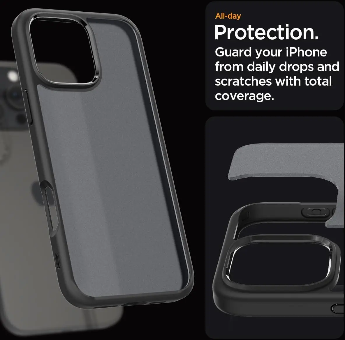 Spigen Ultra Hybrid Apple iPhone 16 Pro Max Hoesje Back Cover Frost Zwart afbeelding 2