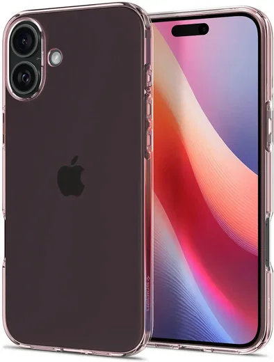Spigen Crystal Flex Apple iPhone 16 Plus Hoesje Back Cover Transparant Roze afbeelding 1