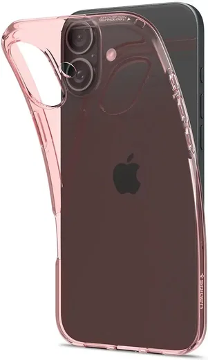 Spigen Crystal Flex Apple iPhone 16 Plus Hoesje Back Cover Transparant Roze afbeelding 2