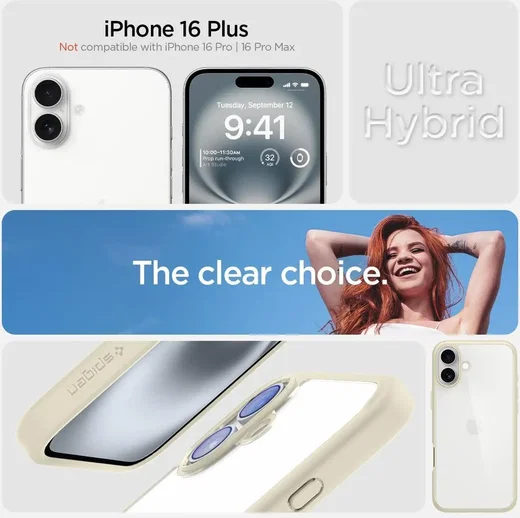 Spigen Ultra Hybrid Apple iPhone 16 Plus Hoesje Back Cover Beige afbeelding 4