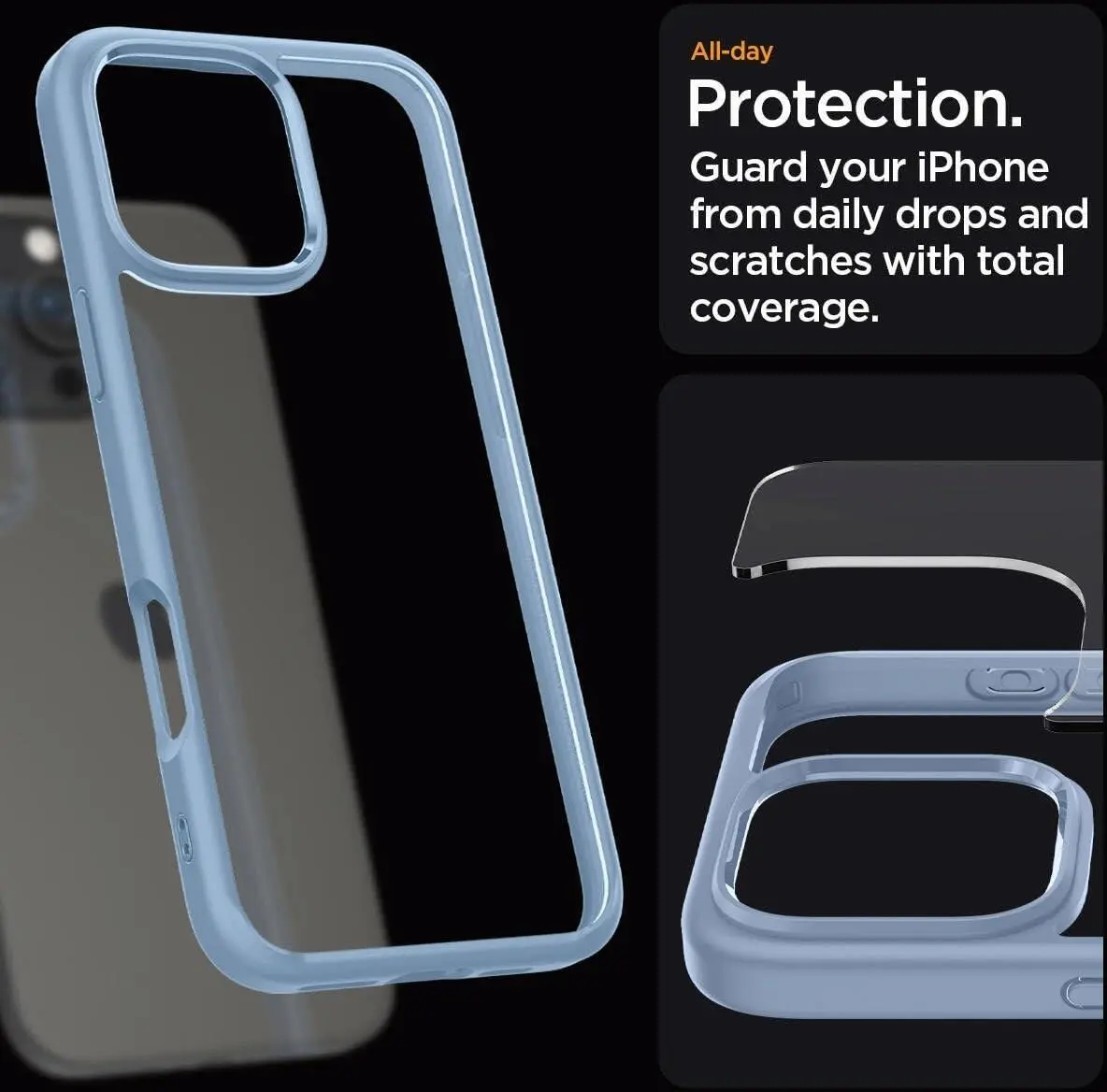 Spigen Crystal Hybrid Apple iPhone 16 Pro Max Hoesje Back Cover Blauw afbeelding 4