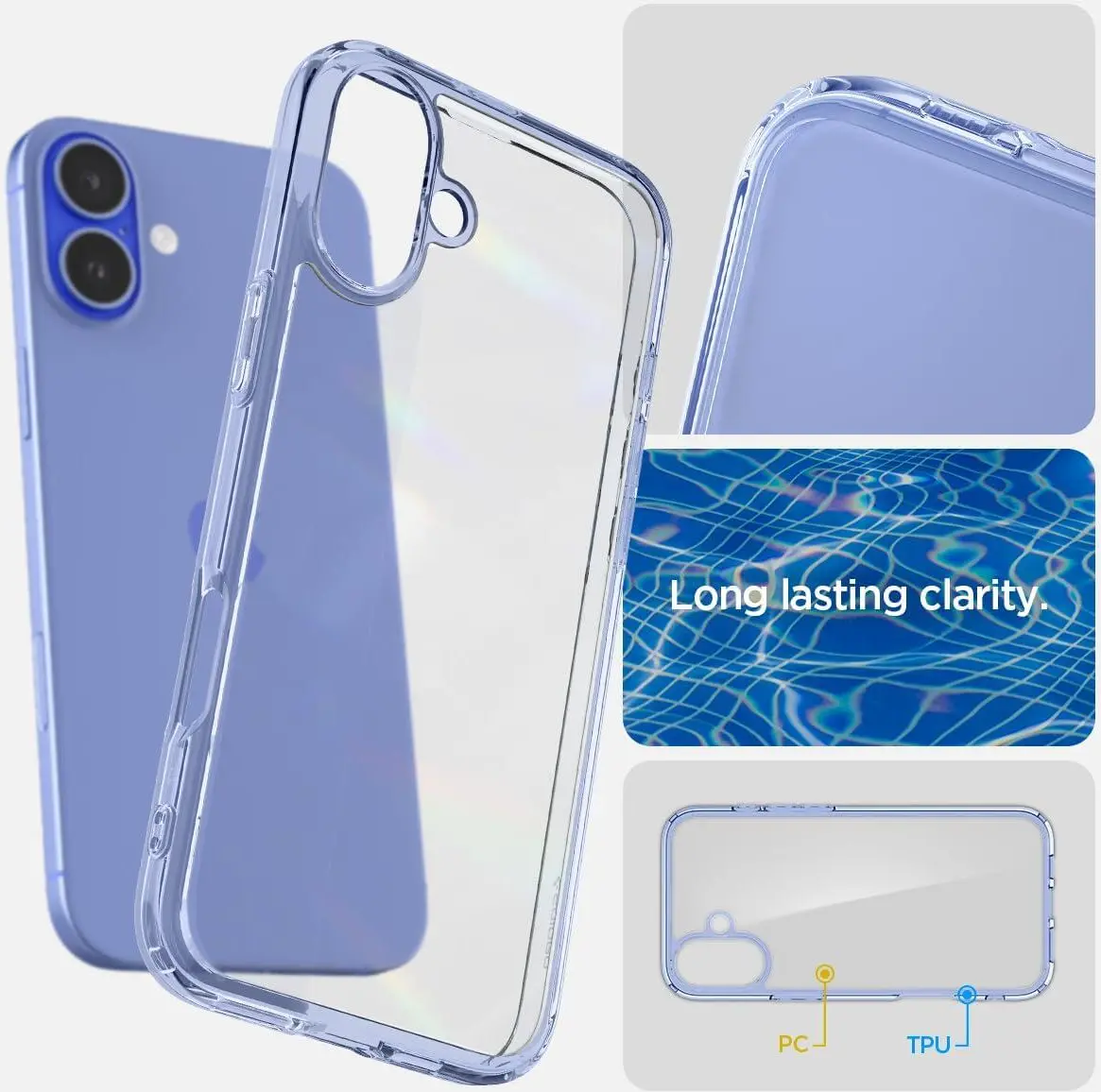 Spigen Crystal Hybrid Apple iPhone 16 Plus Hoesje Back Cover Blauw afbeelding 2