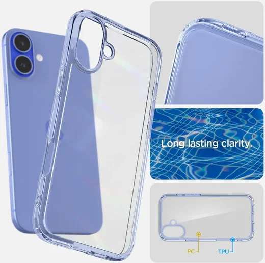Spigen Crystal Hybrid Apple iPhone 16 Plus Hoesje Back Cover Blauw afbeelding 2