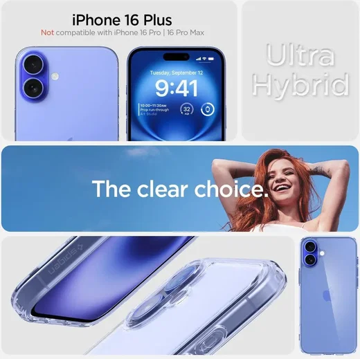 Spigen Crystal Hybrid Apple iPhone 16 Plus Hoesje Back Cover Blauw afbeelding 4