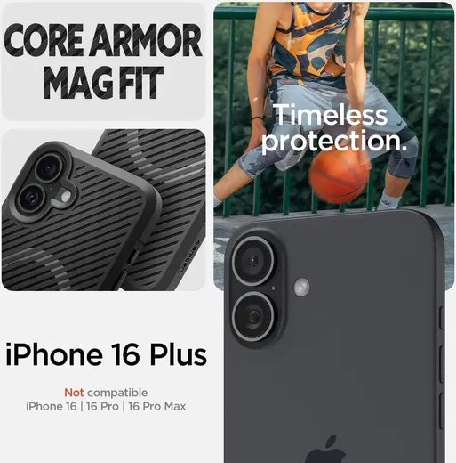 Spigen Core Armor MagFit Apple iPhone 16 Plus Hoesje MagSafe Zwart afbeelding 2