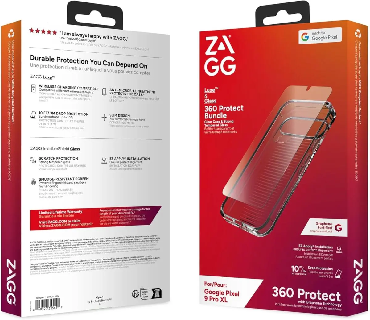 ZAGG Luxe Bundel Google Pixel 9 Pro XL Hoesje Transparant + Screen Protector afbeelding 5