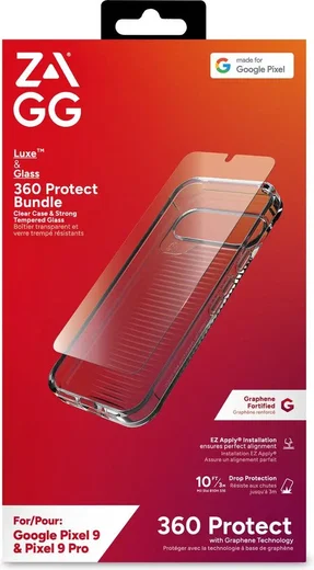 ZAGG Luxe Bundel Google Pixel 9 / 9 Pro Hoesje Transparant + Screen Protector afbeelding 3