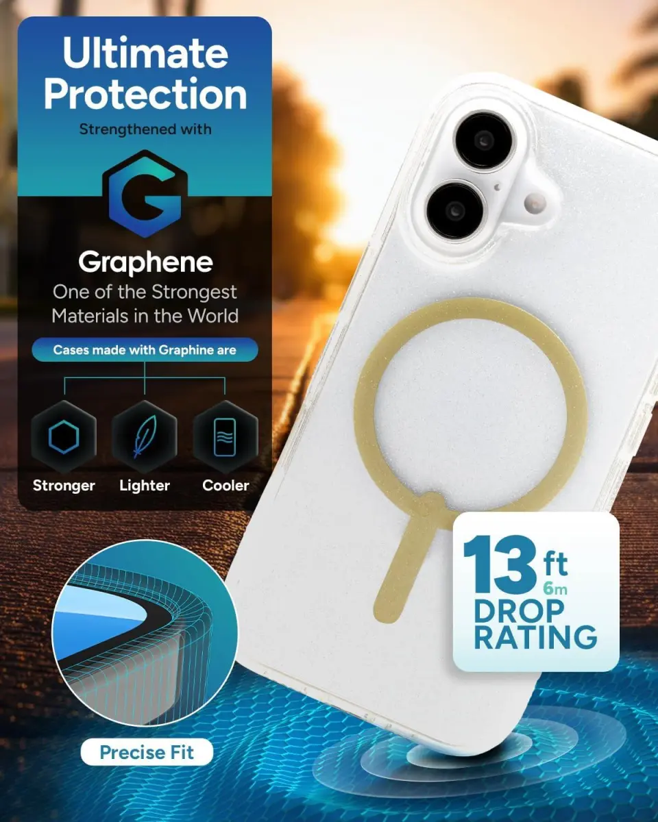 ZAGG Milan Snap Apple iPhone 16 Hoesje MagSafe Back Cover Goud Glitter afbeelding 5