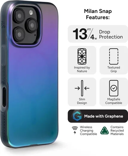 ZAGG Milan Snap iPhone 16 Pro Hoesje MagSafe Back Cover Groen Paars afbeelding 2