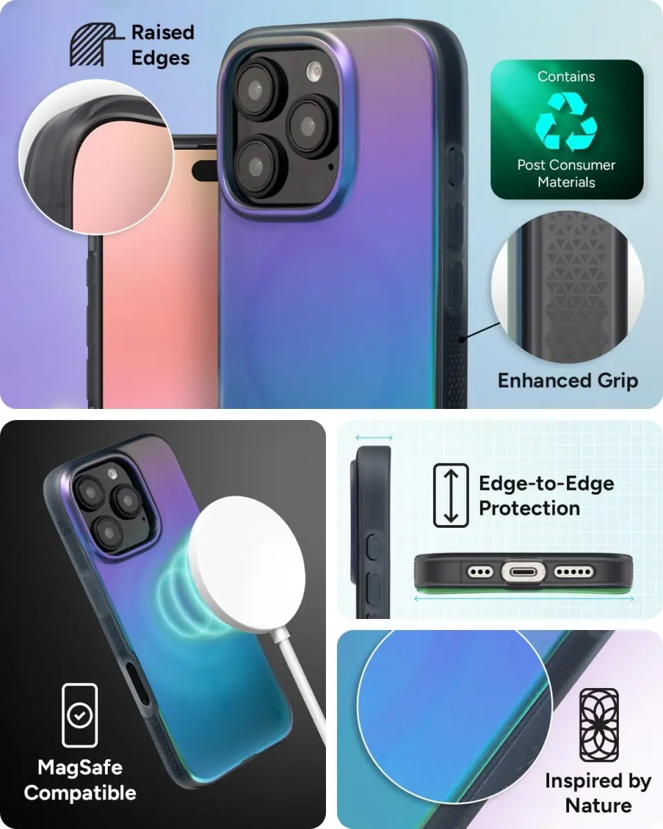 ZAGG Milan Snap iPhone 16 Pro Hoesje MagSafe Back Cover Groen Paars afbeelding 4