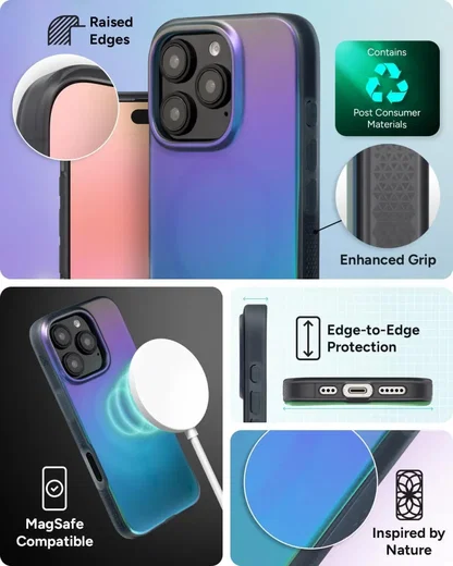 ZAGG Milan Snap iPhone 16 Pro Hoesje MagSafe Back Cover Groen Paars afbeelding 4