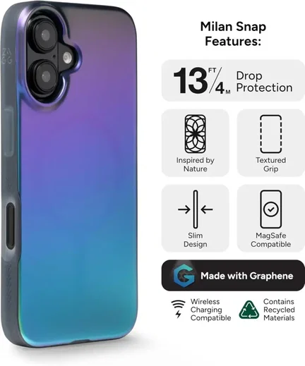 ZAGG Milan Snap Apple iPhone 16 Hoesje MagSafe Back Cover Groen Paars afbeelding 2