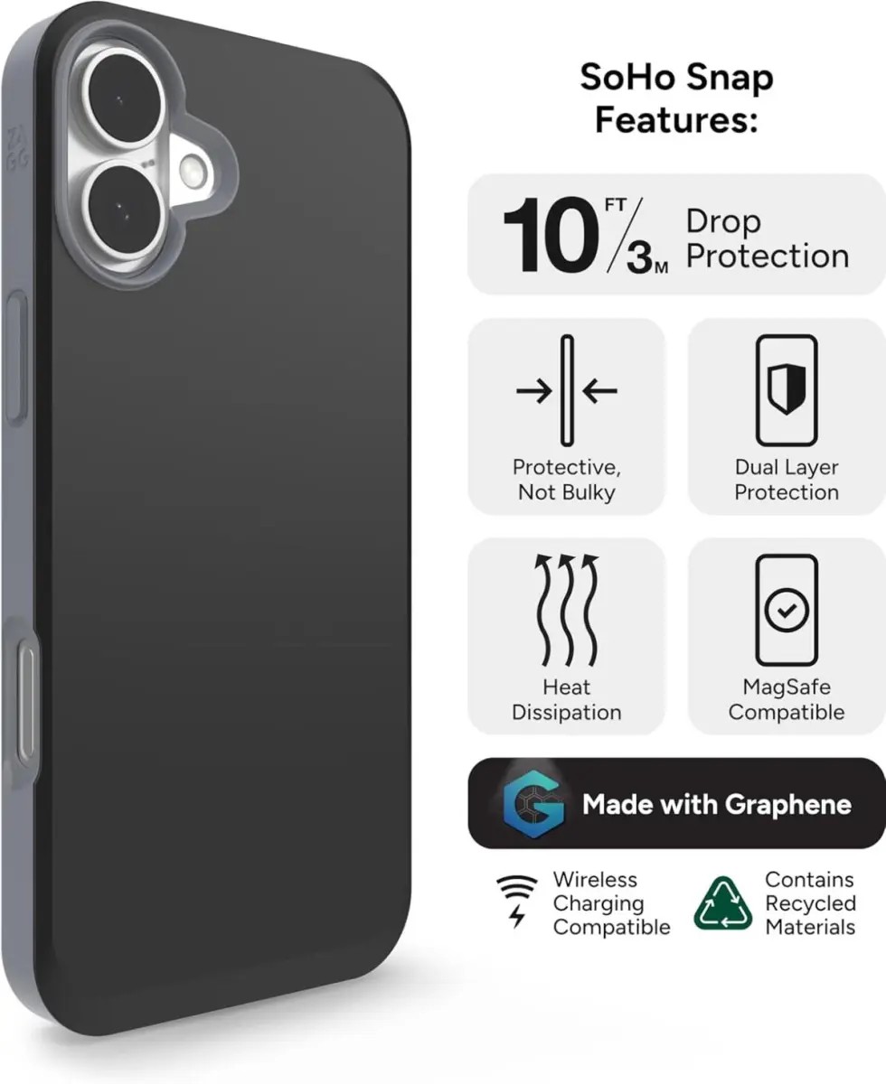 ZAGG SoHo Snap Apple iPhone 16 Plus Hoesje MagSafe Back Cover Zwart afbeelding 2