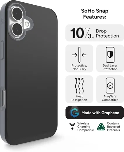ZAGG SoHo Snap Apple iPhone 16 Plus Hoesje MagSafe Back Cover Zwart afbeelding 2