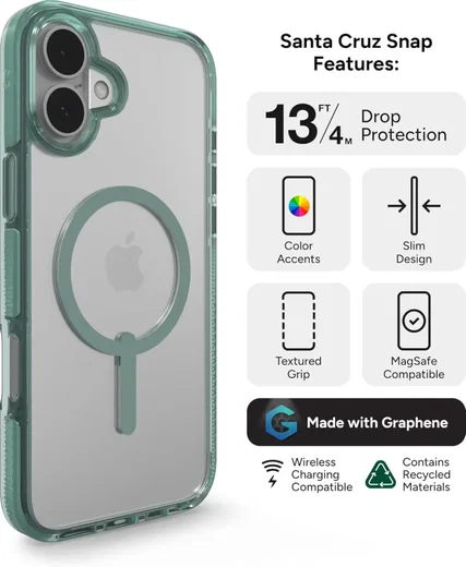 ZAGG Santa Cruz Snap Apple iPhone 16 Plus Hoesje MagSafe Back Cover Groen afbeelding 2